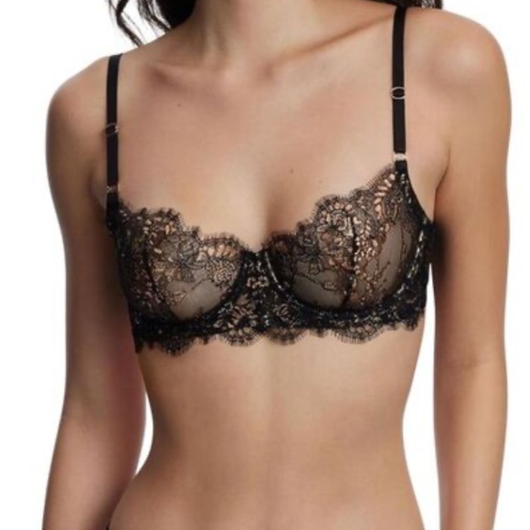 Skarlett Blue Womens Entice Lace Balconette Bra 36C Black/Rose NWT - Picture 4 of 4